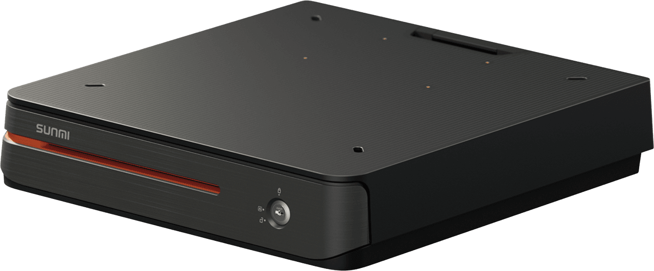 MAX Cash Drawer at an angle, showing the terminal mounting points on top