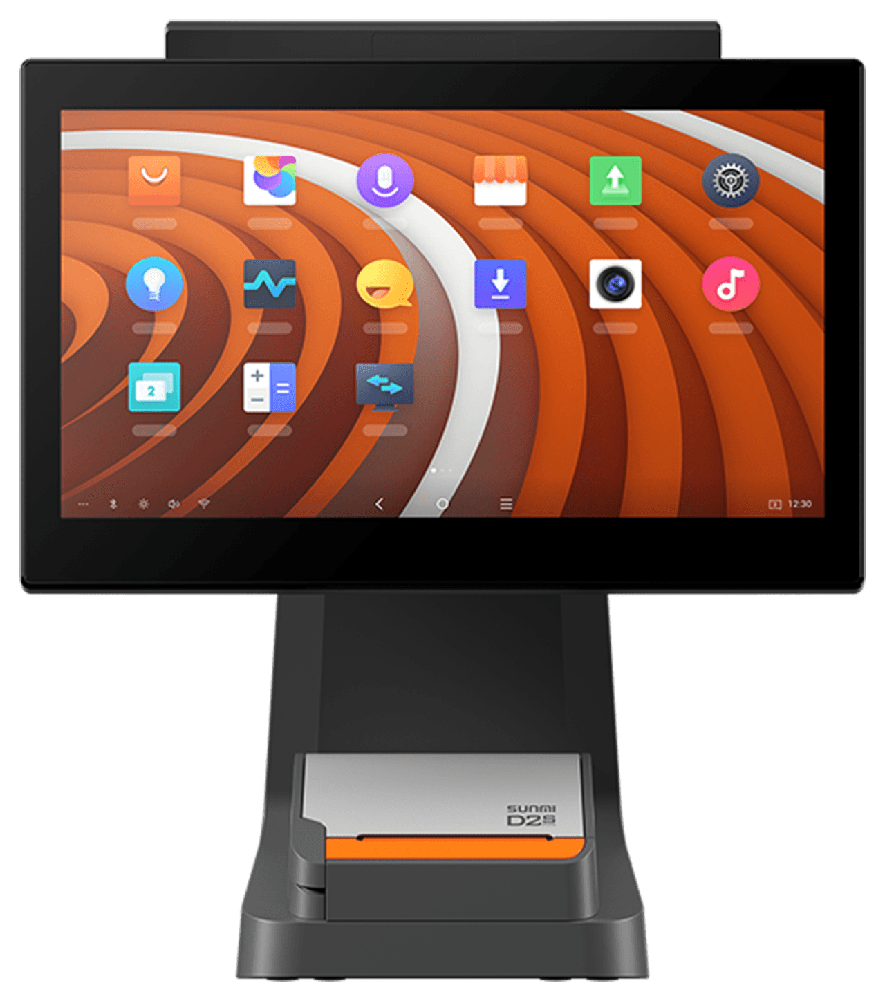 SUNMI D2s PLUS from the front — 15.6″ screen above the 80 mm printer in the base