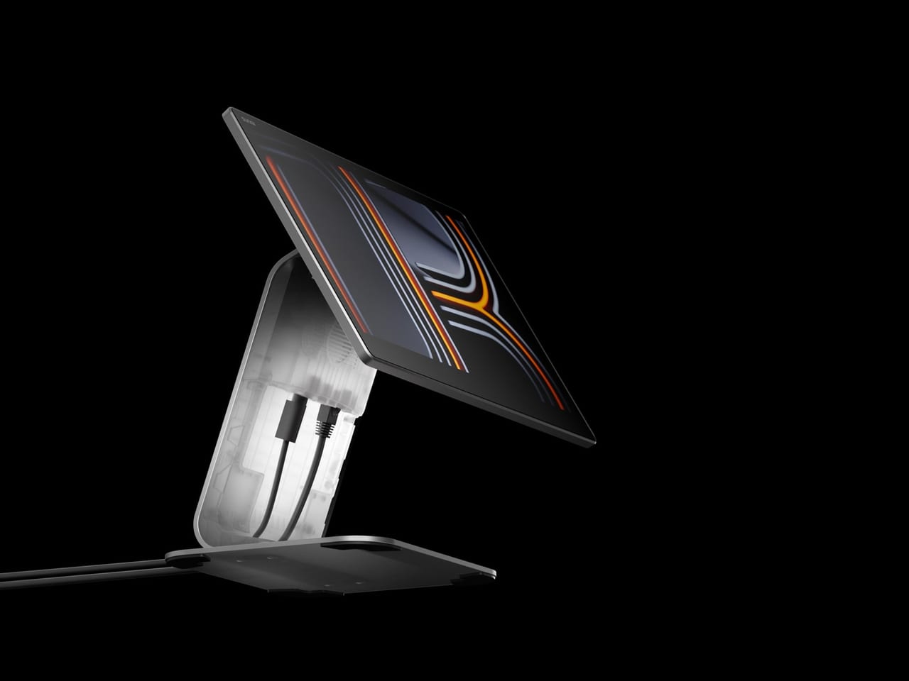 Side profile of the SUNMI D3’s tilted screen and stand